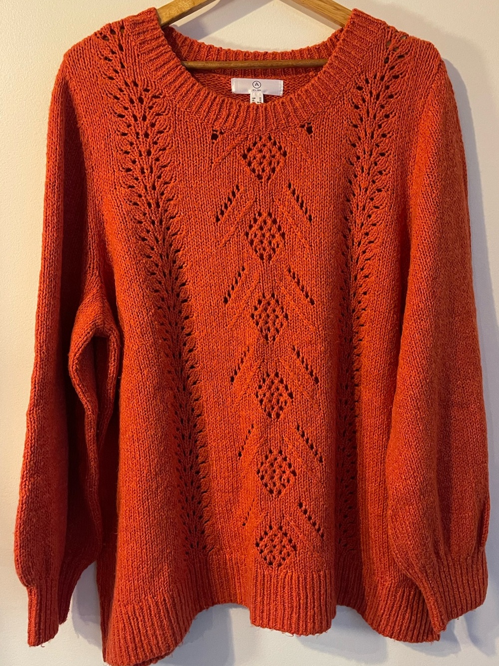 Ardene Rust Orange Open Pointelle Chunky Sweater 3X